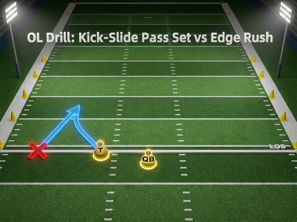 OL Drill: Kick-Slide Pass Set vs Edge Rush